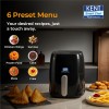KENT Digi Plus Air Fryer | 4L Capacity & 1300W | Fry, Grill, Roast & Bake | Digital Display & Touch Control Panel | Rapid Heating Black