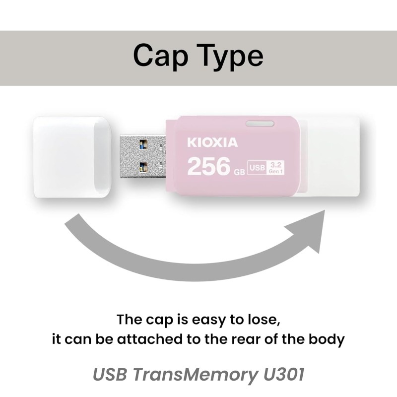 KIOXIA Former Toshiba Memory U301 256GB USB 3.2 Gen 1 Flash Drive - High-Speed, Compact (Pink)