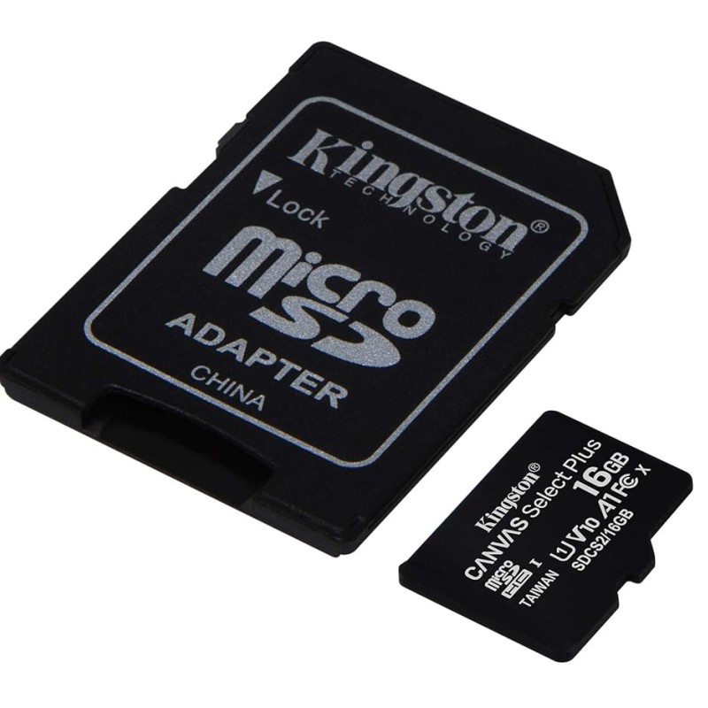 Kingston 16GB micSDHC Canvas Select Plus 100R A1 C10 Card + ADP, SDCS2/16GB, black