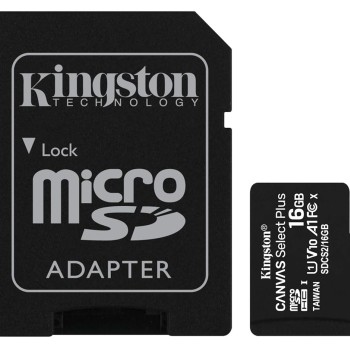 Kingston 16GB micSDHC Canvas Select Plus 100R A1 C10 Card + ADP, SDCS2/16GB, black