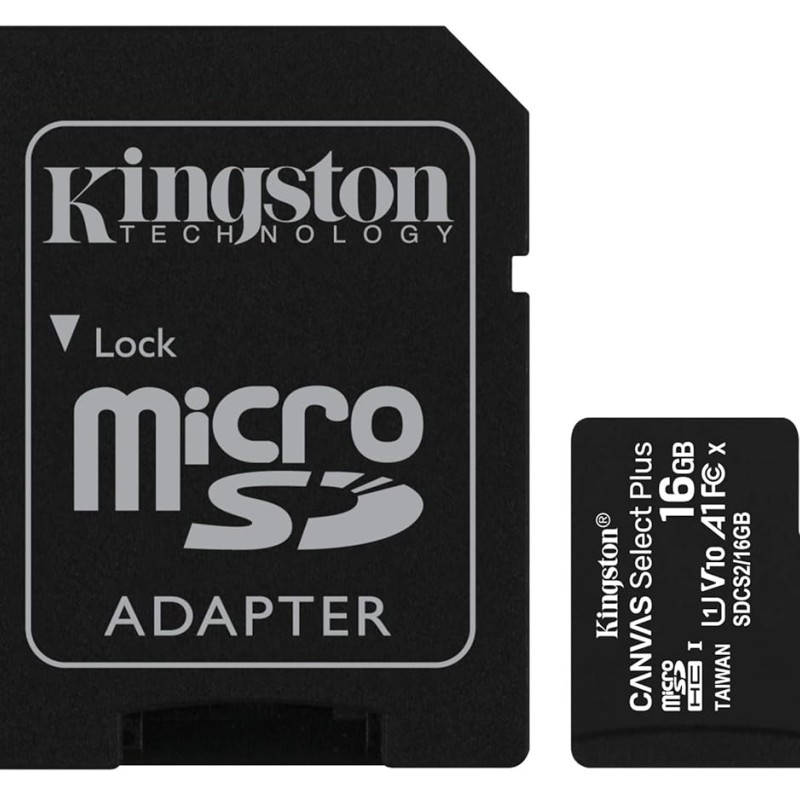 Kingston 16GB micSDHC Canvas Select Plus 100R A1 C10 Card + ADP, SDCS2/16GB, black