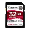 Kingston Canvas React Plus 32GB SD Card | SDXC UHS-II | 300R/260W U3 V90 | Full HD/4K/8K | SDR2/32GB
