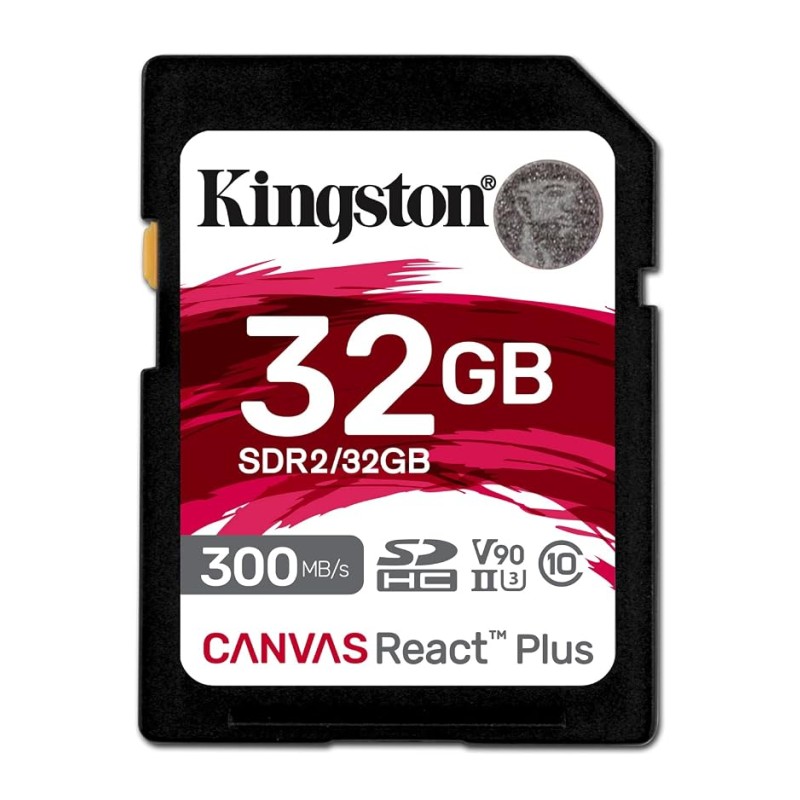 Kingston Canvas React Plus 32GB SD Card | SDXC UHS-II | 300R/260W U3 V90 | Full HD/4K/8K | SDR2/32GB