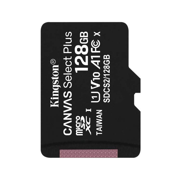 Kingston Canvas Select Plus 128GB microSD Card Class 10 UHS-I speeds up to 100MB/s with Adapter (SDCS2/128GBIN), Black