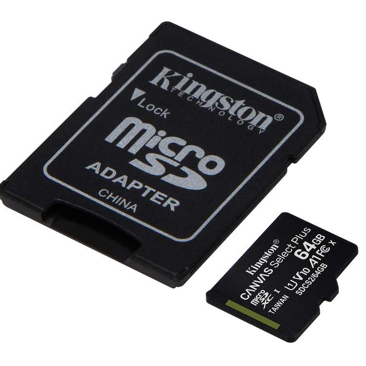 Kingston Canvas Select Plus 64GB microSD Card Class 10 UHS-I speeds up to 100MB/s with Adapter (SDCS2/64GBIN)