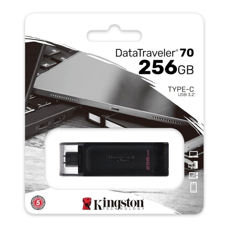 Kingston DataTraveler 70 32GB Portable and Lightweight USB-C flashdrive with USB 3.2 Gen 1 speeds DT70/32GB