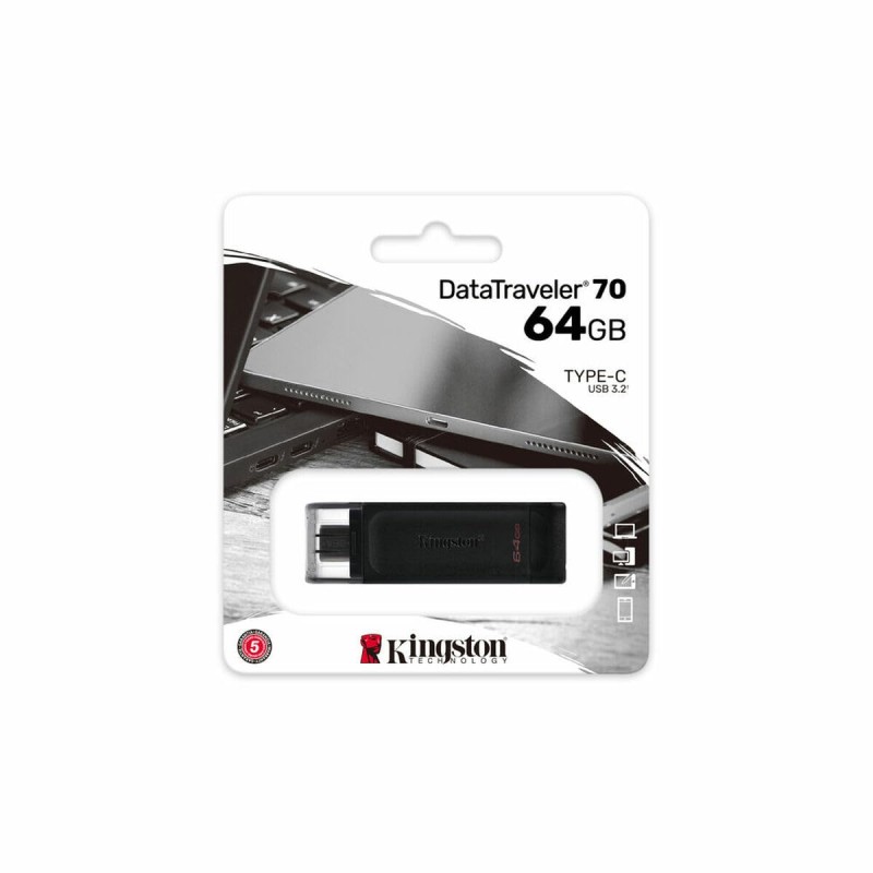 Kingston DataTraveler 70 64GB Portable and Lightweight USB-C flashdrive with USB 3.2 