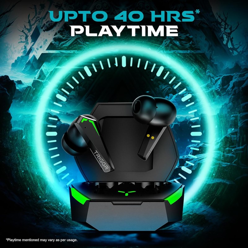 Kraken X2 Gaming Earbuds, TWS Low Latency, ENC Quad 4 Mics with Bluetooth v5.3 Rapid Pairing, 40 Hrs Playtime, IPX4 Water Resistance, Wireless in-Ear Earpods (Black)