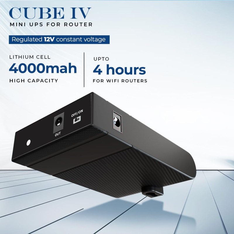 LAPCARE Cube IV Mini UPS for WiFi Router| Up to 4 Hours PowerBackup |Router UPS Compatible with 12V <2A Routers
