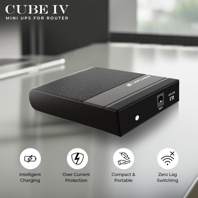 LAPCARE Cube IV Mini UPS for WiFi Router| Up to 4 Hours PowerBackup |Router UPS Compatible with 12V <2A Routers