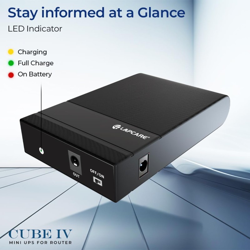 LAPCARE Cube IV Mini UPS for WiFi Router| Up to 4 Hours PowerBackup |Router UPS Compatible with 12V <2A Routers