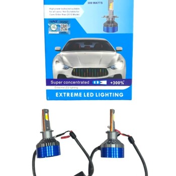 LIU HJG 300W White Car LED Headlight Bulb DC 12V-80V Set of 2 Socket- H1 (HJG 300 watt led Bulb H1 HJG300-H1)