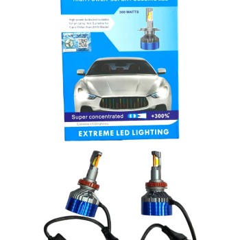 LIU HJG 300W White Car LED Headlight Bulb DC 12V-80V Set of 2 Socket- H1 (HJG 300 watt led Bulb H1 HJG300-H1)