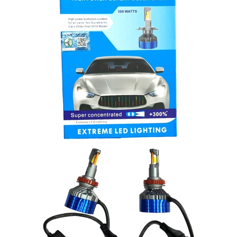 LIU HJG 300W White Car LED Headlight Bulb DC 12V-80V Set of 2 Socket- H1 (HJG 300 watt led Bulb H1 HJG300-H1)