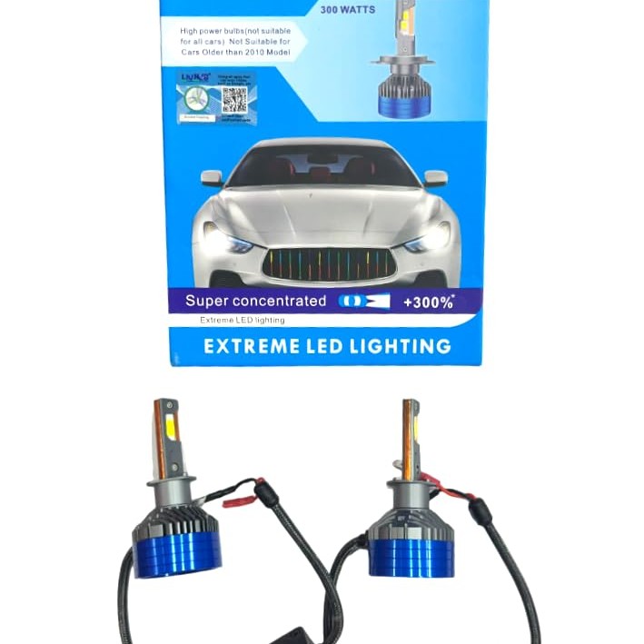 LIU HJG 300W White Car LED Headlight Bulb DC 12V-80V Set of 2 Socket- H1 (HJG 300 watt led Bulb H1 HJG300-H1)