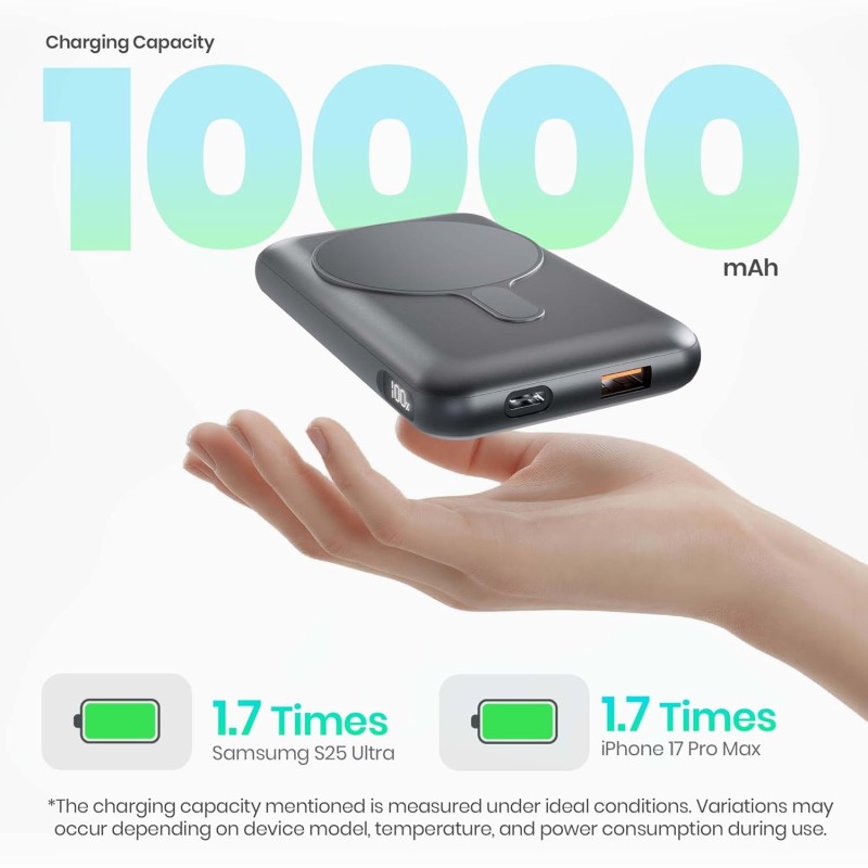 Lapcare Riveraa10000mAh Pocket Power Bank | 22.5W Super Fast Wired Charging Black