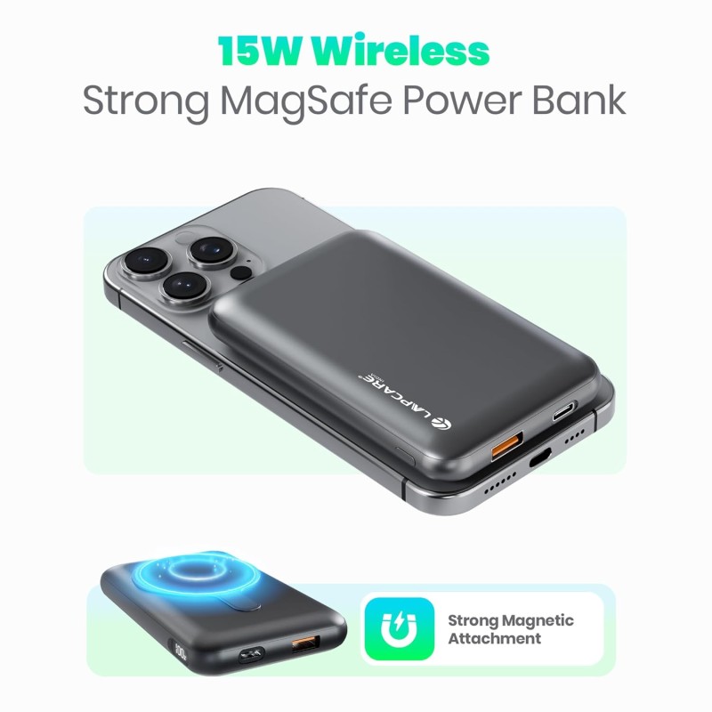 Lapcare Riveraa10000mAh Pocket Power Bank | 22.5W Super Fast Wired Charging Black