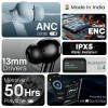 Leaf Buds X514 True Wireless ANC in Ear Earbuds with AI Sound App,Active Noise Cancellation,Transparency Mode,70H Playtime,Quad Mic Enc,40Ms Low Latency,13Mm Driver, Ipx5, Bluetooth V5.4(Ash Grey)