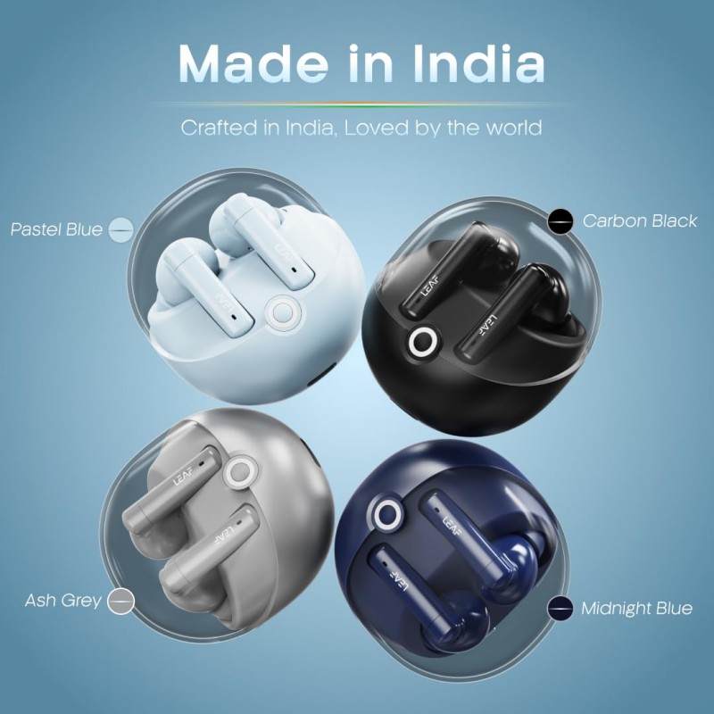 Leaf Buds X514 True Wireless ANC in Ear Earbuds with AI Sound App,Active Noise Cancellation,Transparency Mode,70H Playtime,Quad Mic Enc,40Ms Low Latency,13Mm Driver, Ipx5, Bluetooth V5.4(Ash Grey)