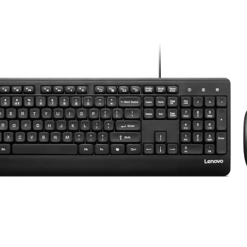 Lenovo 110 Keyboard & Mouse Wired Combo| Waterproof Exoskeleton | Splash Proof Keys| 1600 DPI Full Size Mouse | Non-Slip Scroll Wheel