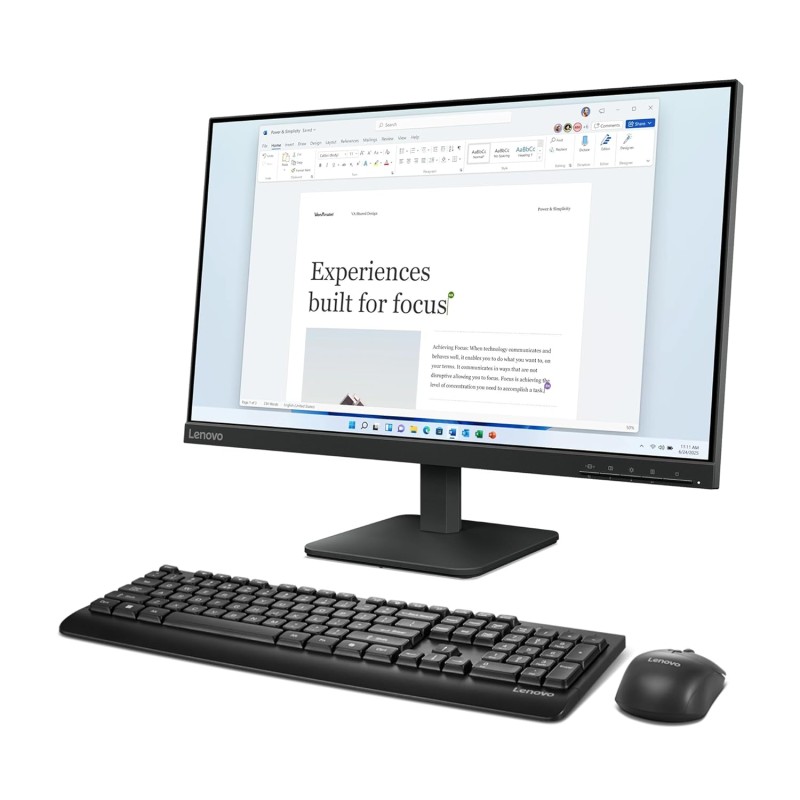 Lenovo 210 2.4GHz Wireless USB Keyboard and Mouse Combo, Waterproof Exoskeleton| Splash Proof Keys| 1600 DPI Full Size Mouse