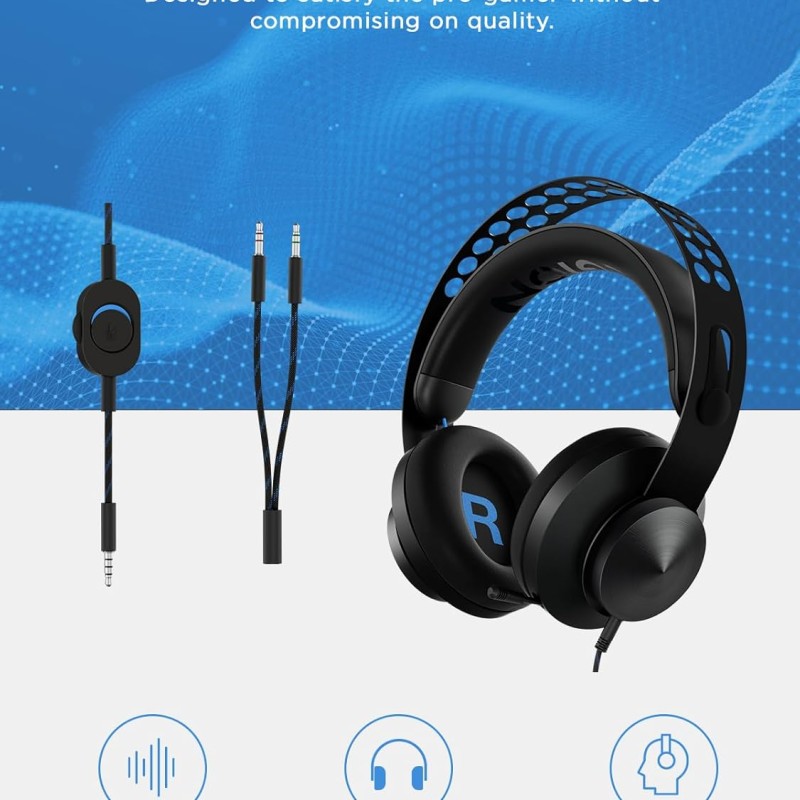Lenovo Legion H300 Wired On Ear Headphones with Mic (Black, Grey)