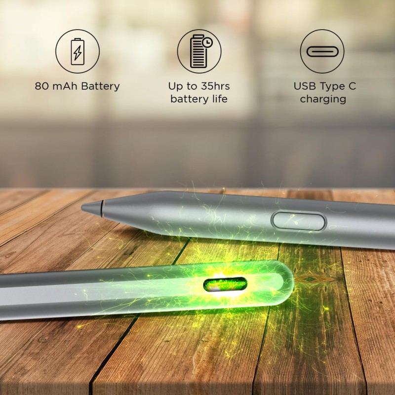 Lenovo Original Pen Plus for Tablet, Slim Design - Weighing Only 14 Grams,4096 Pressure Levels,80 Mah Battery,Remote [Color: Grey]