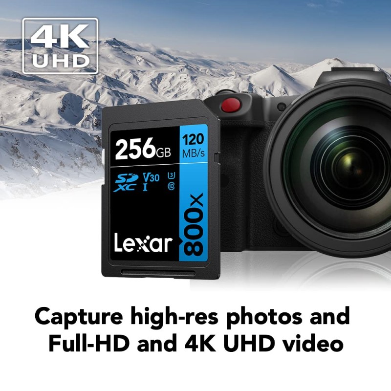 Lexar High-Performance 800x 128GB SDXC UHS-I Memory Card, C10, U3, V30, Full-HD & 4K Video, Up to 120MB/s (LSD0800128G-BNNNU)