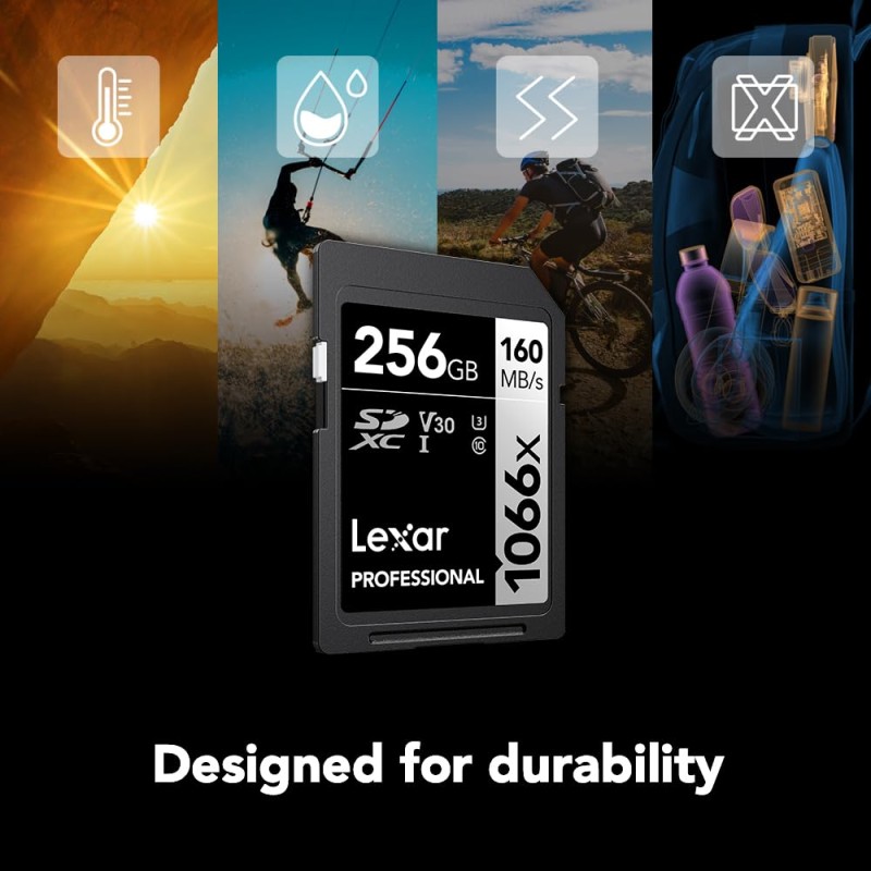 Lexar Professional 1066x 256GB SDXC UHS-I Card Silver Series, Up to 160MB/s Read, for DSLR and Mirrorless Cameras (LSD1066256G-BNNNU)