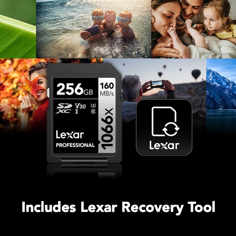 Lexar Professional 1066x 256GB SDXC UHS-I Card Silver Series, Up to 160MB/s Read, for DSLR and Mirrorless Cameras (LSD1066256G-BNNNU)