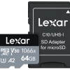 Lexar Professional - Tarjeta microSDXC UHS-I (1066 x 64 GB, Adaptador SD, Serie Plata, hasta 160 MB/s (LMS1066064G-BNANU)