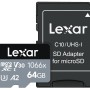 Lexar Professional - Tarjeta microSDXC UHS-I (1066 x 64 GB, Adaptador SD, Serie Plata, hasta 160 MB/s (LMS1066064G-BNANU)