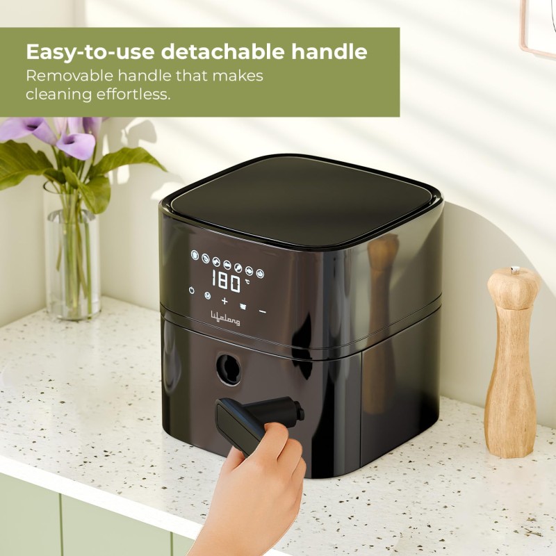 Lifelong 4.2 Litre Digital Air Fryer |Detachable Handle, Touch Control, Non-Stick Basket, Rapid Air Technology
