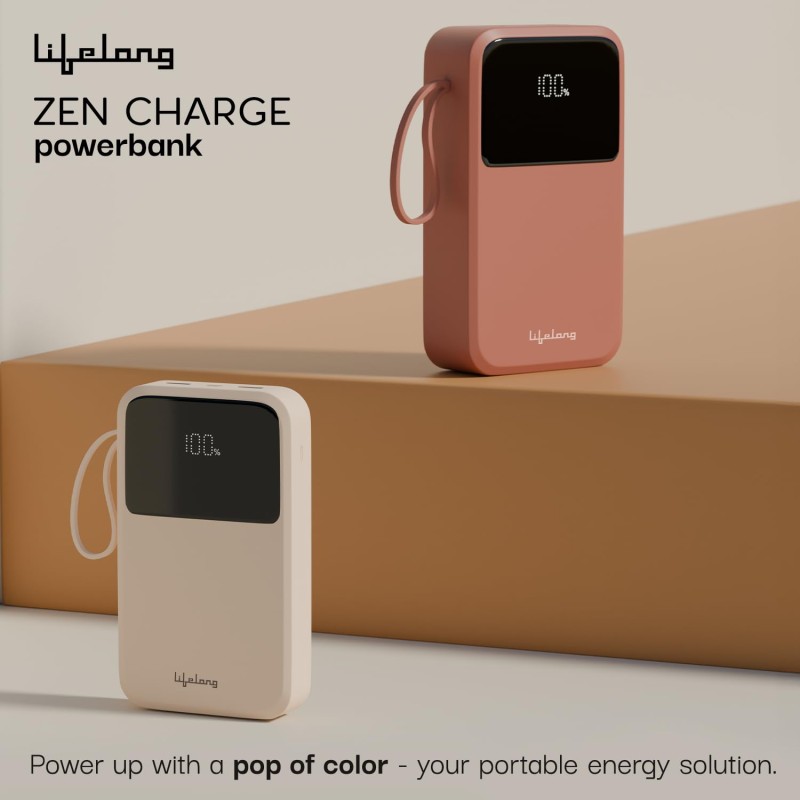 Lifelong Electronics 10000mAh 22.5W Fast Charging Power Bank | 3 Inputs Small Pocket Size Powerbank