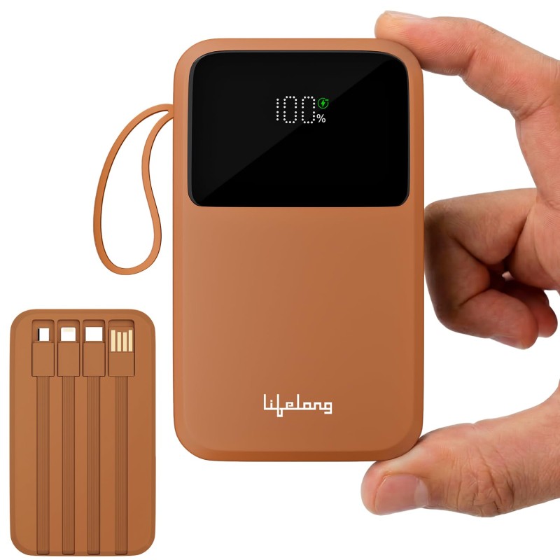 Lifelong Electronics 20000mAh 22.5W Fast Charging Power Bank | 3 Inputs (1 Built-in USB A Cable , Small Pocket Size Powerbank.