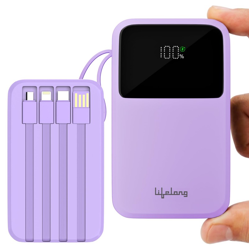 Lifelong Electronics 20000mAh 22.5W Fast Charging Power Bank | 3 Inputs (1 Built-in USB A Cable , Small Pocket Size Powerbank.