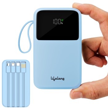 Lifelong Electronics 20000mAh 22.5W Fast Charging Power Bank | 3 Inputs (1 Built-in USB A Cable , Small Pocket Size Powerbank.