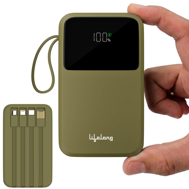 Lifelong Electronics 20000mAh 22.5W Fast Charging Power Bank | 3 Inputs (1 Built-in USB A Cable , Small Pocket Size Powerbank.