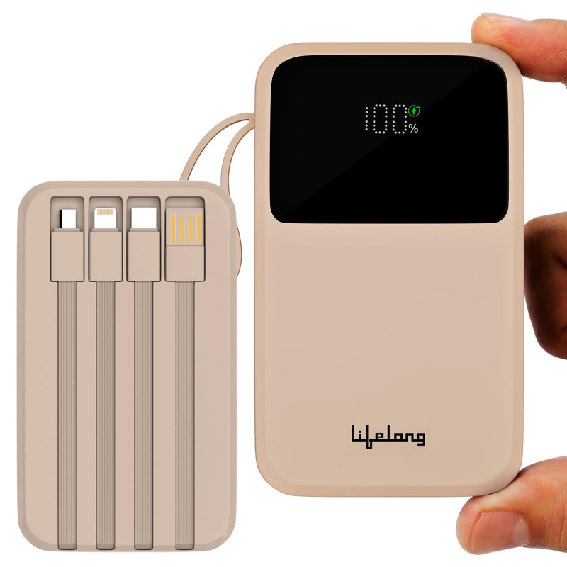 Lifelong Electronics 20000mAh 22.5W Fast Charging Power Bank | 3 Inputs (1 Built-in USB A Cable , Small Pocket Size Powerbank.