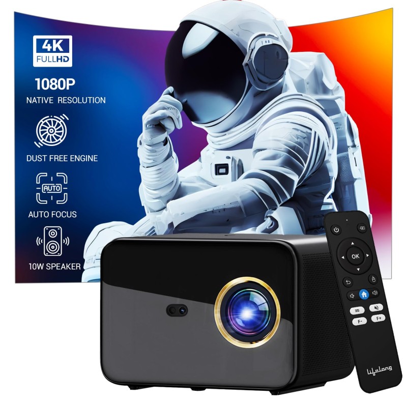 Lifelong Electronics SmartStream Projector | Android, 1080P Full HD Native & 4K Ultra HD Support | 7000 Lumens