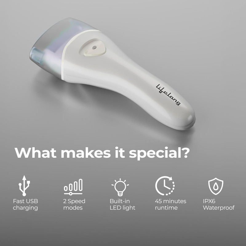 Lifelong PediGlide Soft+ 3-in-1 Callus Remover For Feet | Electronic Foot Scrubber for Dead Skin | 3 Changeable Roller Heads