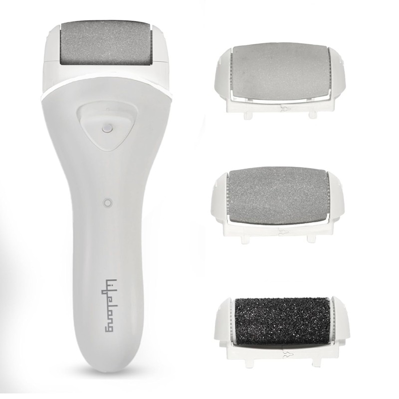 Lifelong PediGlide Soft+ 3-in-1 Callus Remover For Feet | Electronic Foot Scrubber for Dead Skin | 3 Changeable Roller Heads