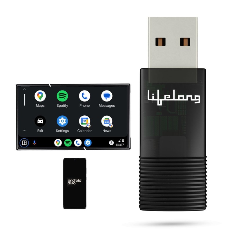 Lifelong Wireless Android Auto Adapter | Compatible with Android | Dongle Connector for Car | Converts Wired to Wireless (LLECA20)