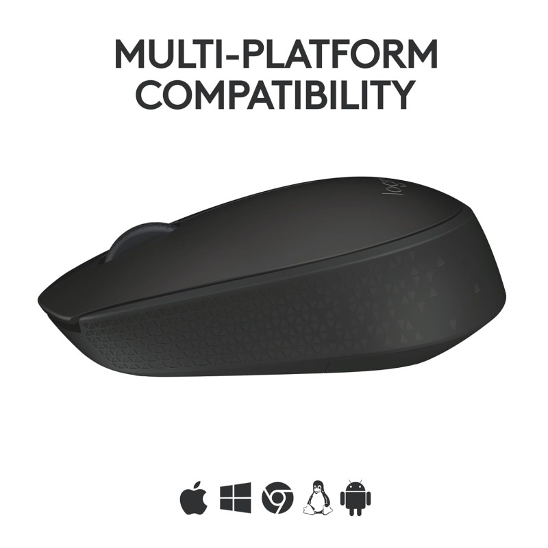 Logitech B170 USB Mouse,12-Months Battery Life, Ambidextrous, PC/Mac/Laptop - Black