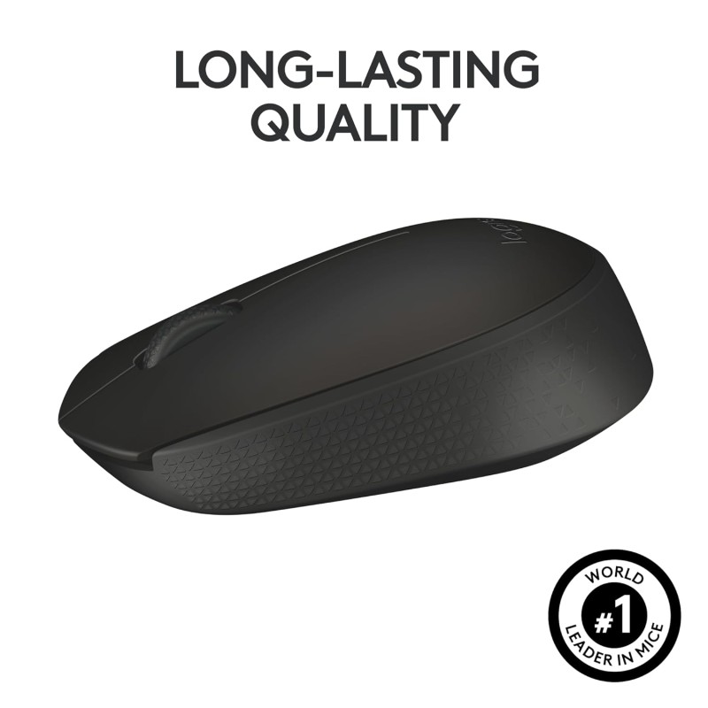Logitech B170 USB Mouse,12-Months Battery Life, Ambidextrous, PC/Mac/Laptop - Black