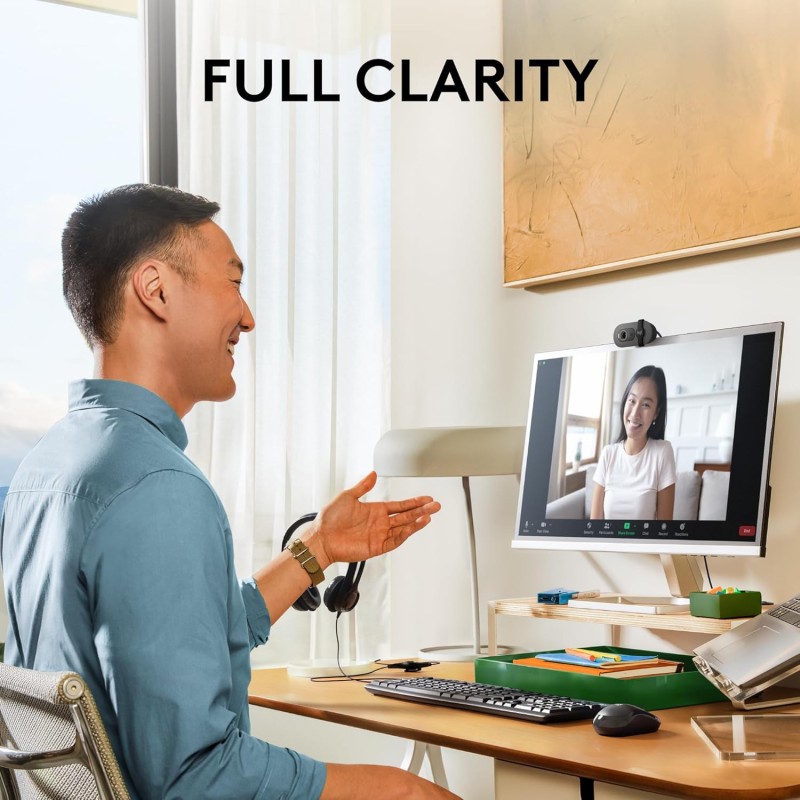Logitech Brio 100 Full HD 1080P Webcam for Meetings and Streaming, Auto-Light Balance