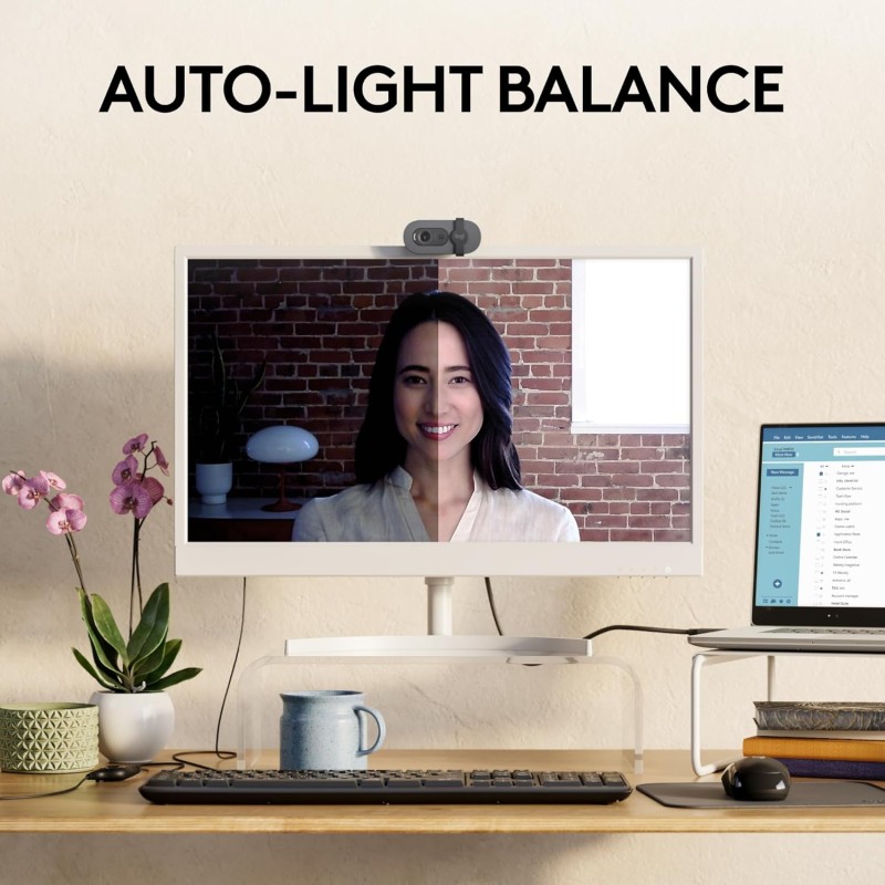 Logitech Brio 100 Full HD 1080P Webcam for Meetings and Streaming, Auto-Light Balance