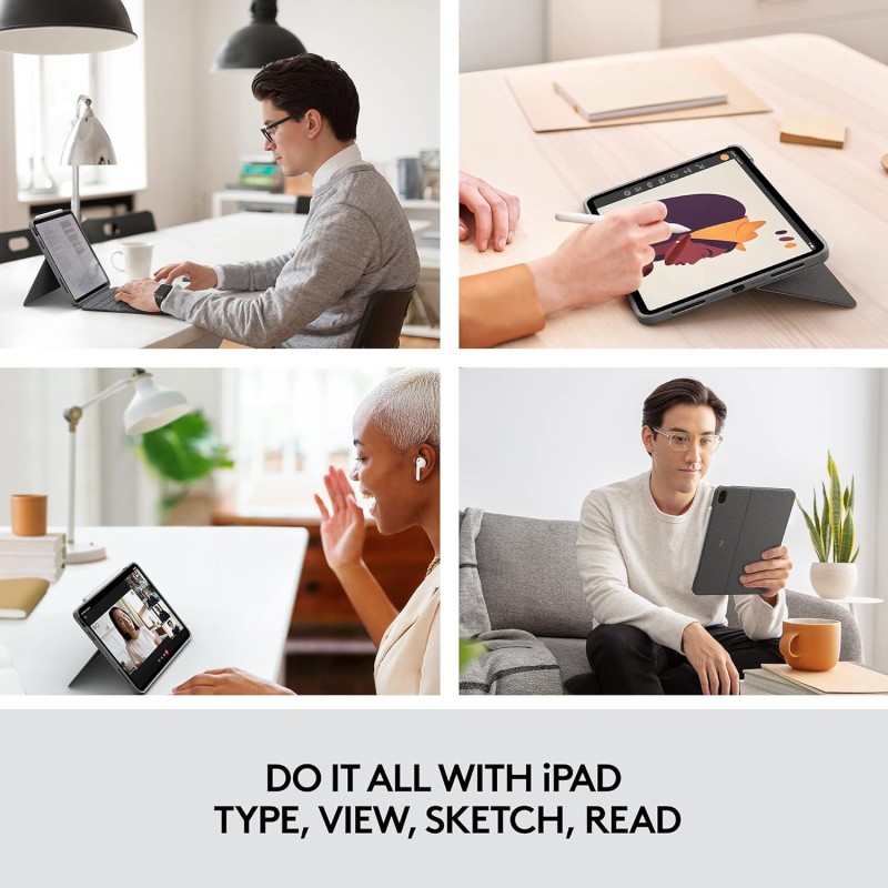 Logitech Combo Touch iPad Air (4th and 5th Gen) Keyboard Case - Detachable Backlit Keyboard with Kickstand, Click-Anywhere Trackpad, Smart Connector - Grey