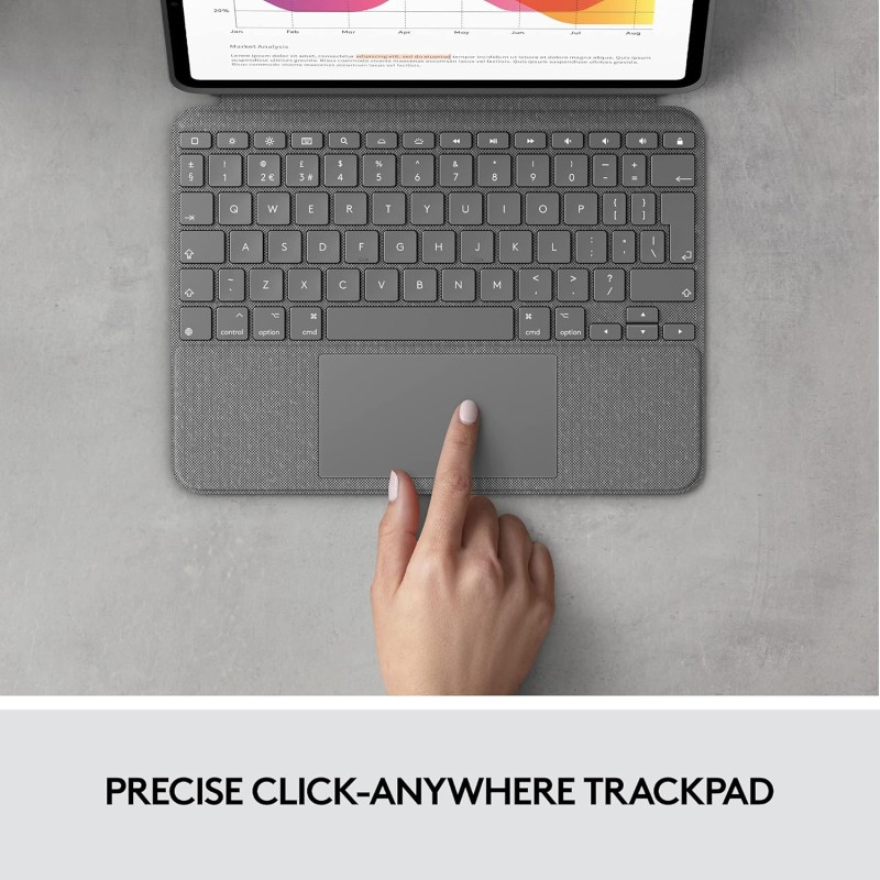 Logitech Combo Touch iPad Air (4th and 5th Gen) Keyboard Case - Detachable Backlit Keyboard with Kickstand, Click-Anywhere Trackpad, Smart Connector - Grey