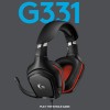 Logitech G331 Wired Over Ear Gaming Headphones, 50 mm Audio Drivers, Rotating Leatherette Ear Cups, 3.5 mm Audio Jack, with mic, Lightweight for PC, Mac, Xbox One, PS4, Nintendo Switch - Black/Red